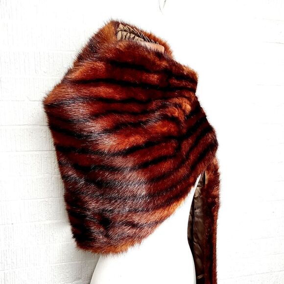 Vintage 1950s mink fur wrap stole cape bride wedding winter bride - Picture 5 of 15